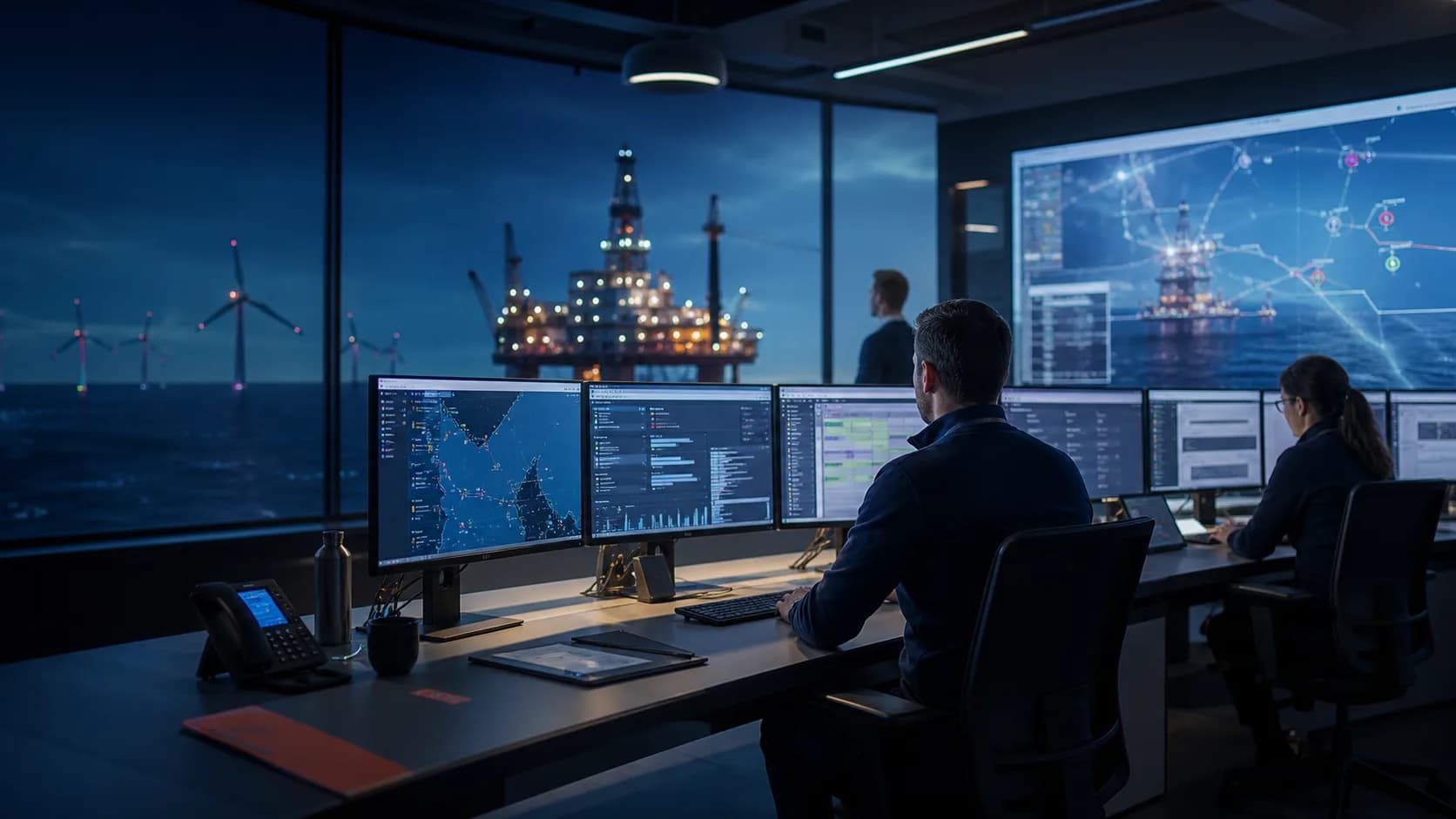 Offshore recruitment operations desk coordinating North Sea workforce support